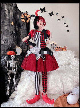 外贸万圣节小丑套装马戏团魔术表演cosplay服装魔女恶魔扮演舞台