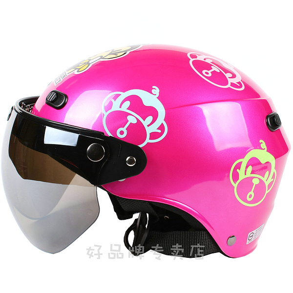 台湾香蕉猴桃红哈雷电动哈雷摩托车头盔安全帽男女防晒紫外线夏季