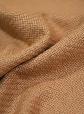日本进口细腻卡其色细腻紧密编织粗纺纯羊毛面料设计师布料