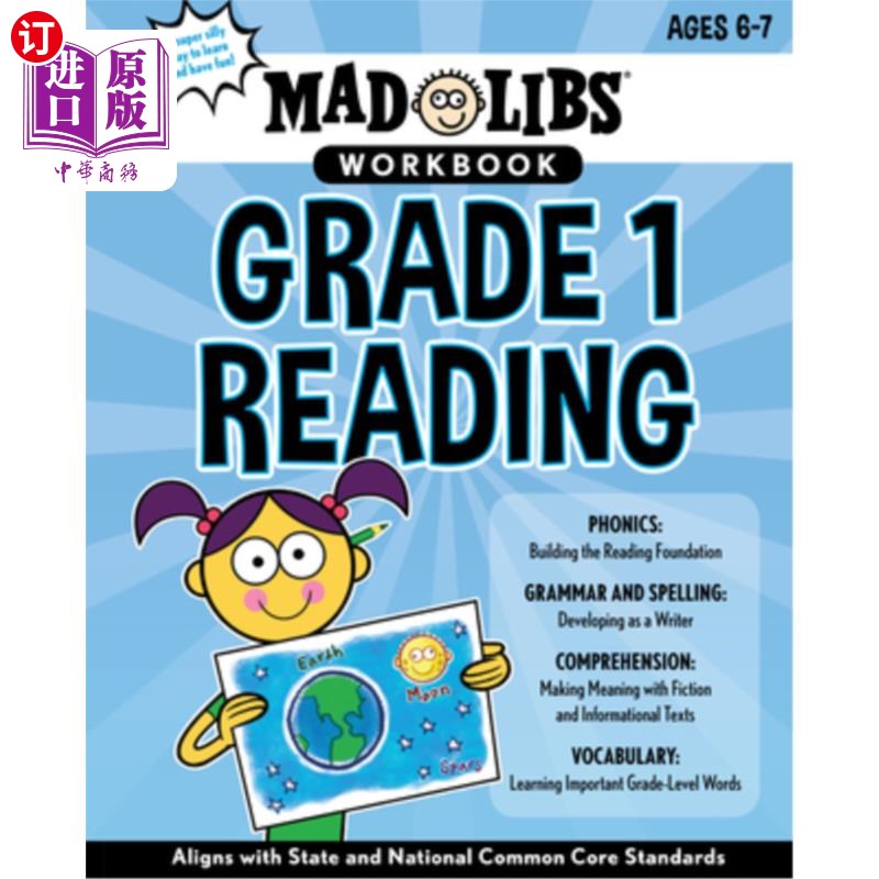 海外直订Mad Libs Workbook: Grade 1 Reading: World's Greatest Word Game Mad Libs练习册:1年级阅读:世界上最伟大的文字