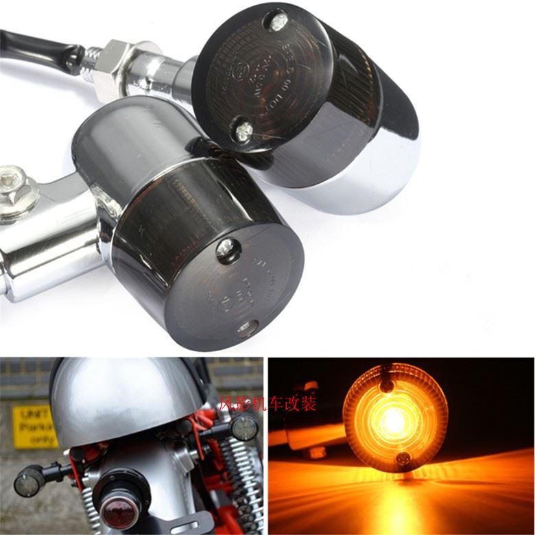 销品摩托车金属转向灯 改装复古摩托车转弯信号灯 一对价格