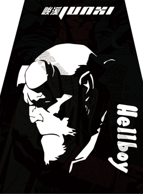 漫威地狱男爵Hellboy超自然调查防御署标志贴纸油箱盖汽车反光贴