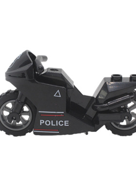 国产小颗粒积木特警巡逻摩托车兼容乐高儿童拼装积木玩具骑警