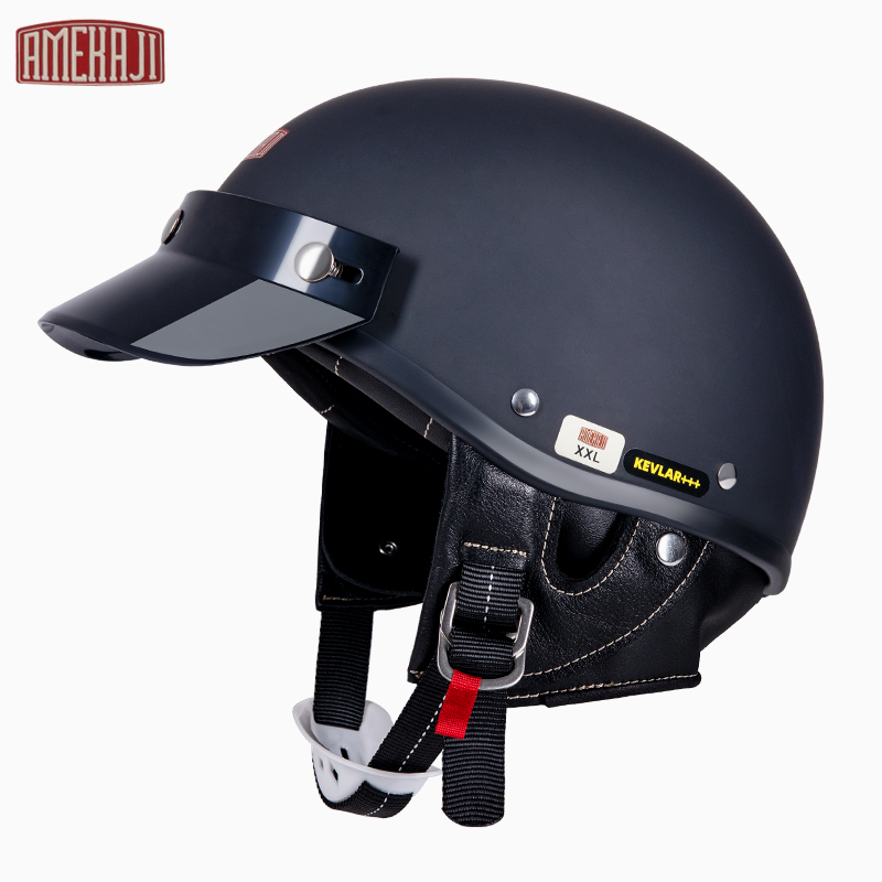 新国标3C认证阿美咔叽复古摩托车头盔男女四季通用玻璃钢半盔瓢盔