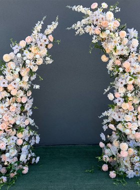 新款婚庆铁艺拱门花架牛角门羊角门户外婚礼布置拱门结婚背景装饰