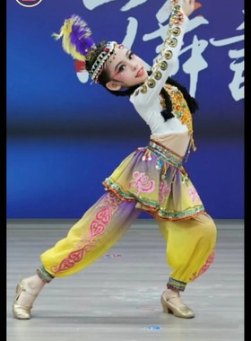 儿童新疆舞演出服手鼓舞56个民族少数民族维族维吾尔族舞蹈裤子装