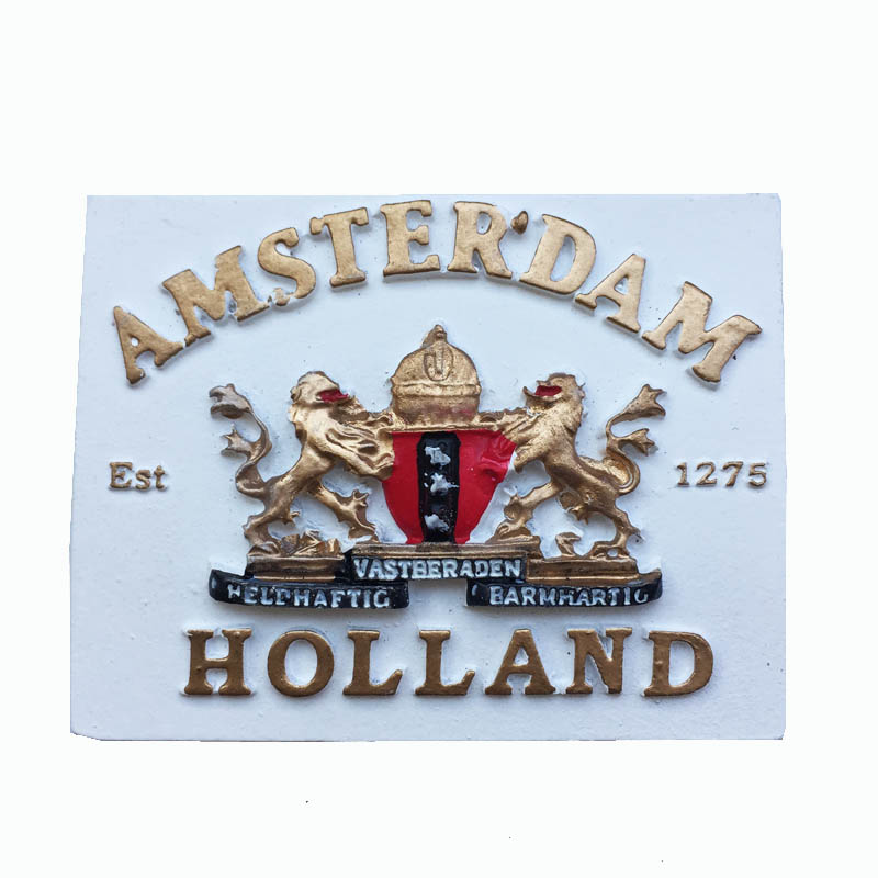 荷兰首都阿姆斯特丹市标旅游纪念手工彩绘工艺品磁力冰箱贴伴手礼