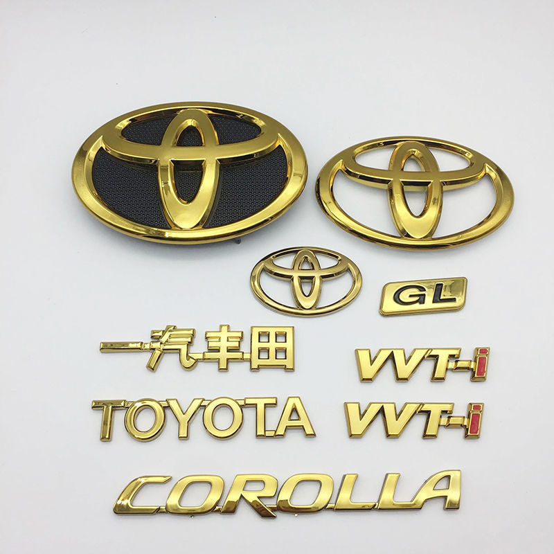 适用于丰田卡罗拉COROLLA车标 前中网车标后尾箱标志贴金色英文标