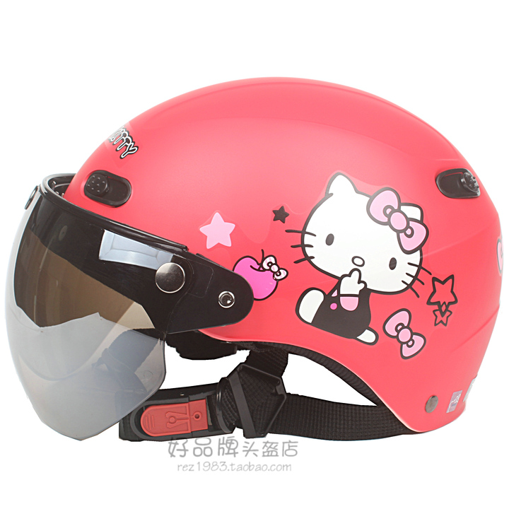 台湾EVO宝贝磨砂玫红哈雷电动摩托车头盔安全帽男女防紫外线夏季