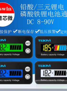 锂电池电量显示器12V24V48V60V72V铅酸电瓶汽车百分比电量 电压表