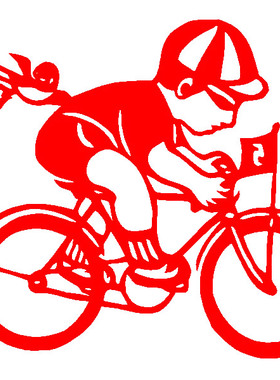 骑自行车比赛运动员校园文化剪纸体育活动墙贴画刻纸成品防水自粘