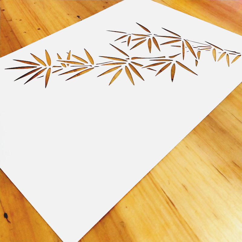手绘竹子中国风型板竹创意美术涂鸦803 竹叶风 传统图案镂空
