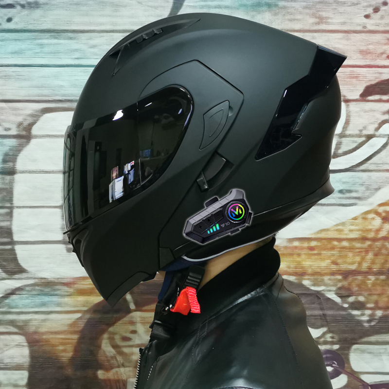 高档ORZ摩托车头盔蓝牙揭面盔男女双镜四季机车半全盔四季通用3C