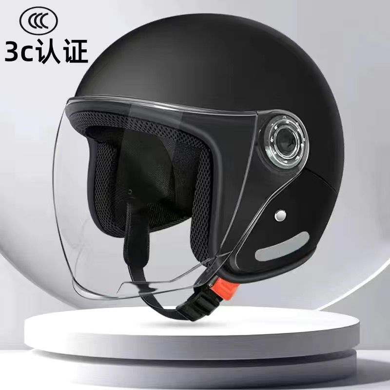新国标3C认证电动摩托车头盔女士冬季保暖电瓶四季半盔男安全帽三