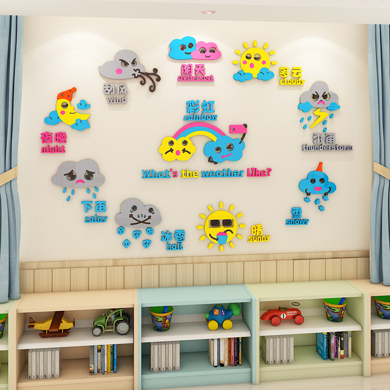幼儿园认识天气墙贴3d立体卡通儿童墙面装饰班级教室布置环创材料