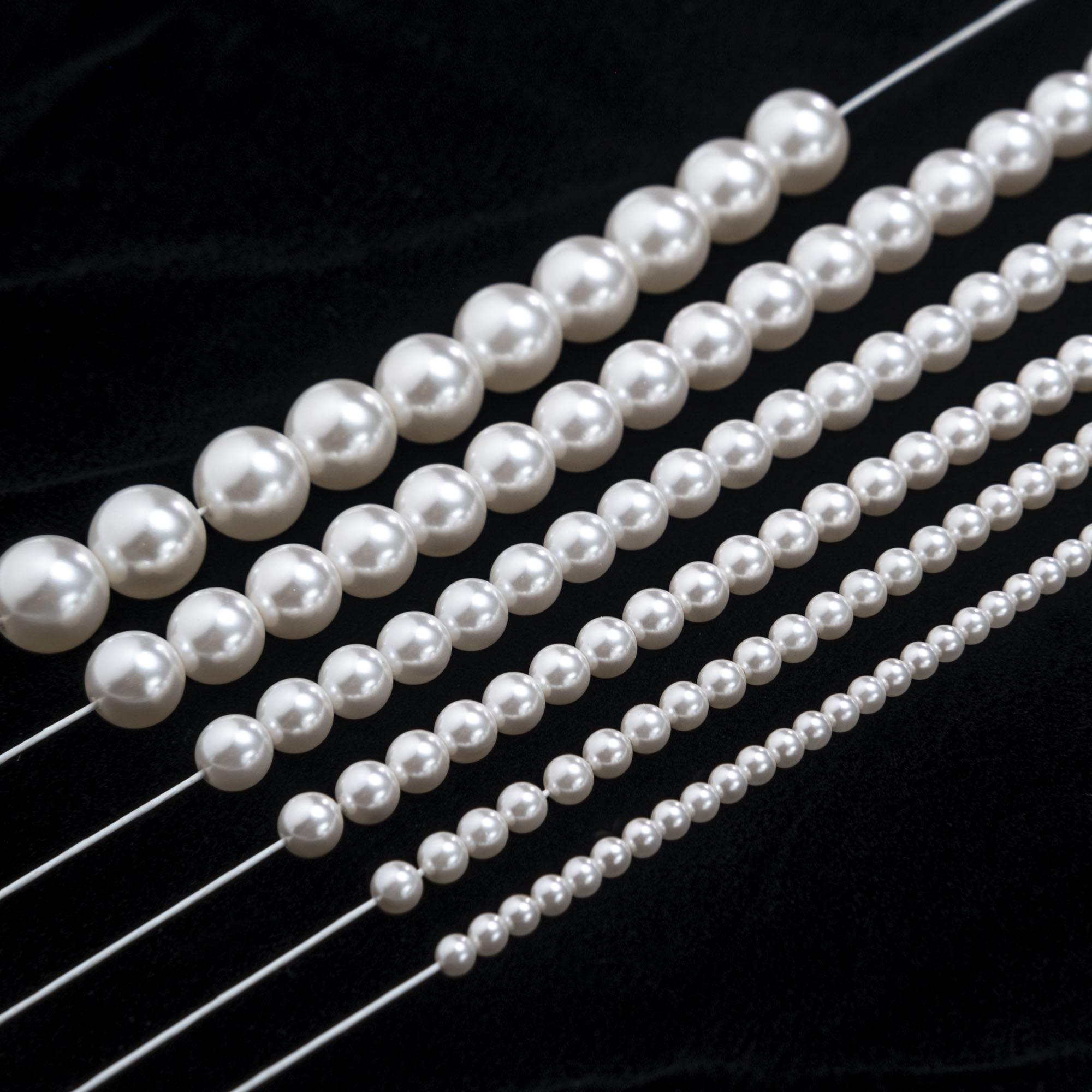 法式刺绣材料 人造水晶珍珠纯白色直孔3mm-10mm六种规格 美甲材料