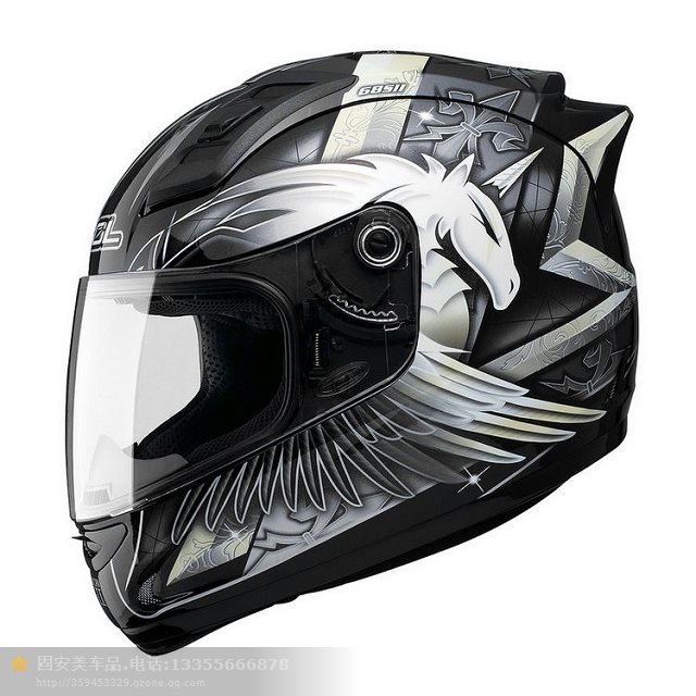 台湾进口SOL机车全盔摩托车街车头盔赛车跑盔68S三代黑银色独角兽