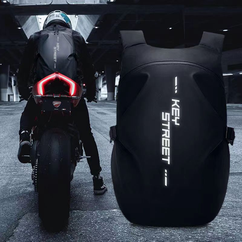 潮牌摩托车头盔包男骑士包大容量防水摩旅装备双肩包机车骑行背包