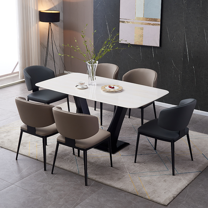 意式极简大理石餐桌组合长方形餐厅定做尺寸家用现代简约实木饭桌