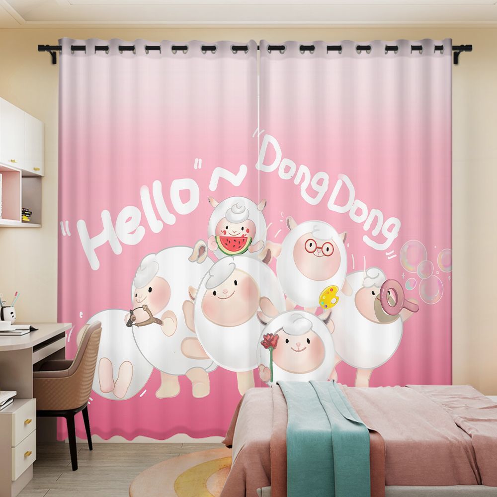儿童蛋仔派对窗帘遮光布2024新款卡通动漫图案男女孩房间卧室飘窗