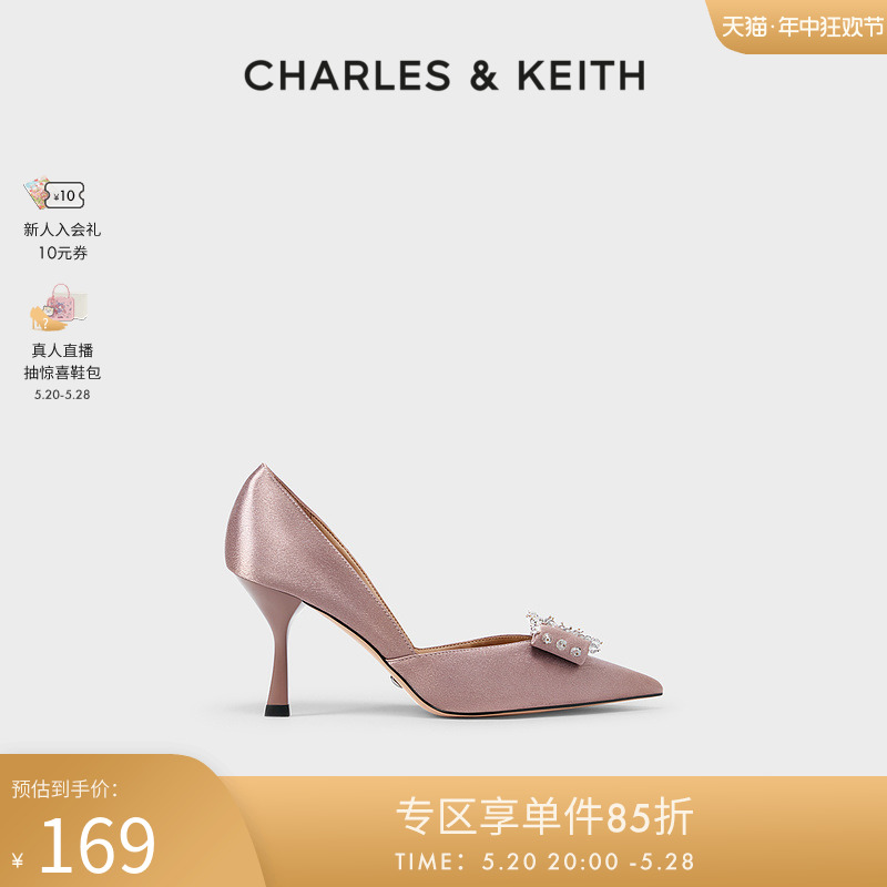 CHARLES&KEITH女鞋SL1-60360231女士蝴蝶结尖头高跟奥赛鞋婚鞋