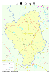 南宁市上林县地图地形行政区划水系交通打印定制乡镇村界山峰高程