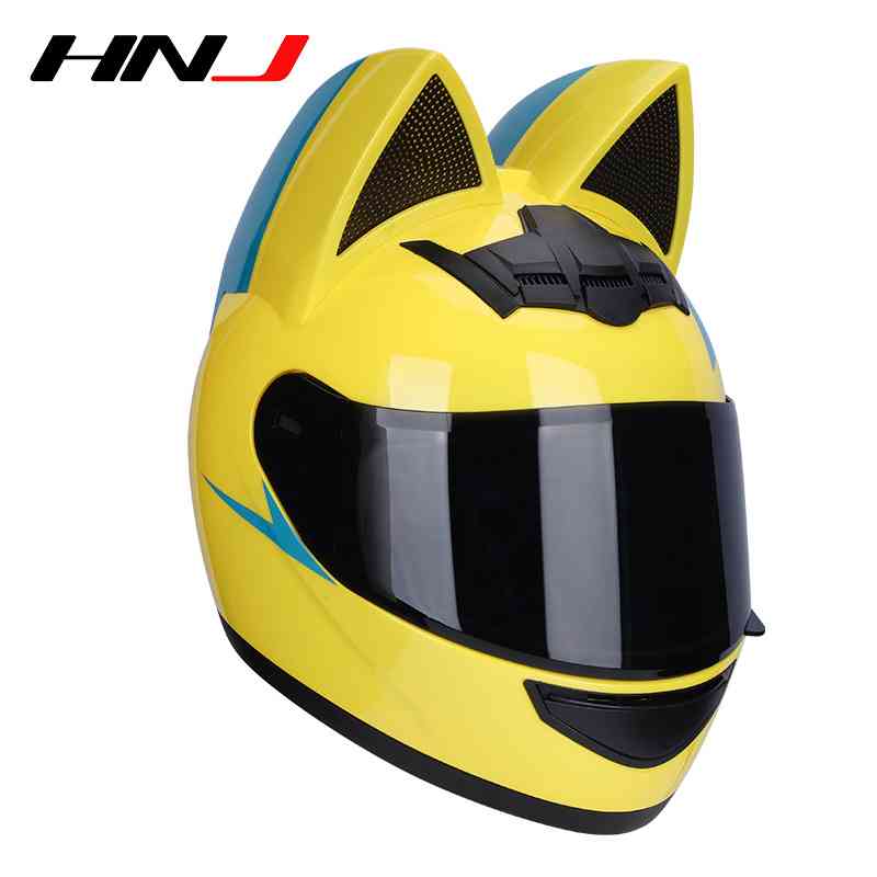 猫耳朵电动摩托车头盔女全盔夏季蓝牙3认证机车全盔