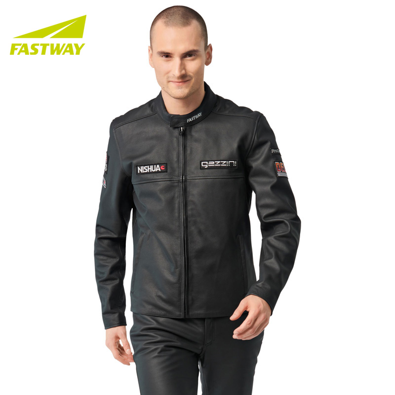 德国Fastway皮夹克男摩托车户外骑行服皮衣时尚外套