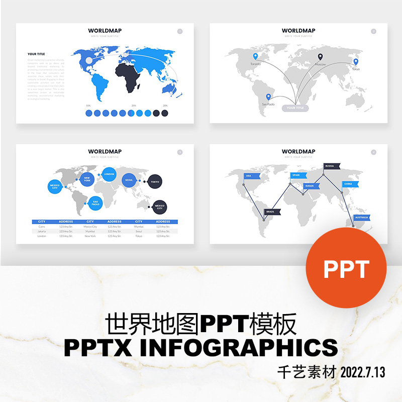 灰白世界地信息图数据分析可视化图表  PPT模板Keynote素材