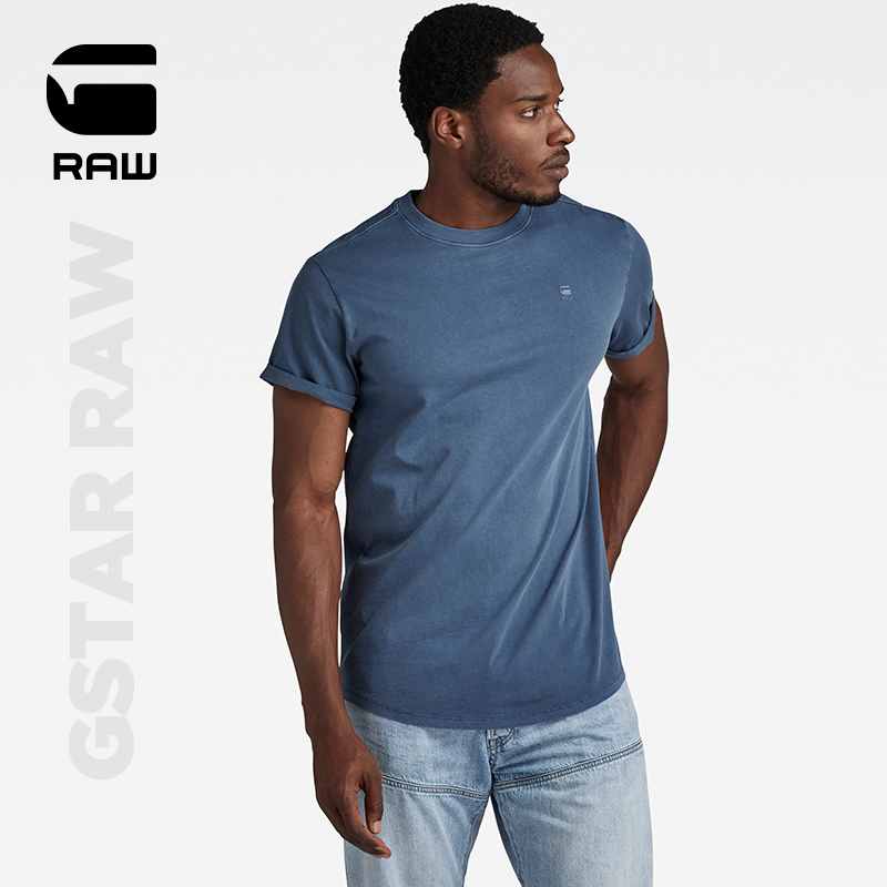 G-STAR RAW2024春新Lash袖口折叠字母logo宽松休闲男士T恤D16396