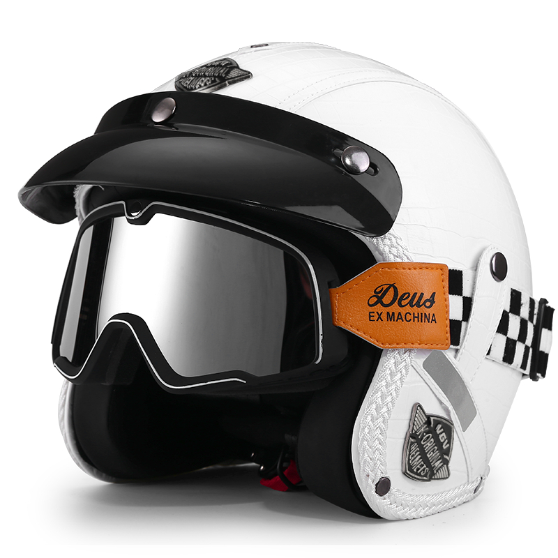 3C认证摩托车头盔男巡航夏季机车电动车半盔复古安全四分之三盔女