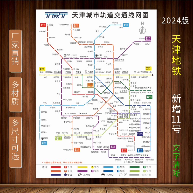 2024新版天津地铁路线图城市出行交通铁轨网线示意图防水海报大图