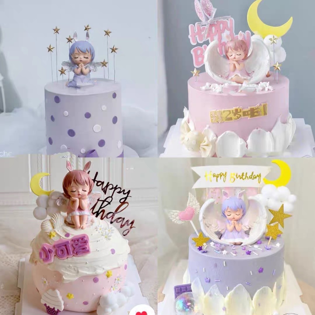 安妮天使宝贝蛋糕装饰可爱公主女孩娃娃网红创意生日烘焙甜品摆件