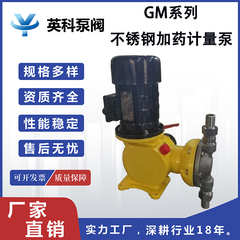 英科牌隔膜式耐腐蚀化工水处理石灰乳 不锈钢加药计量泵GM320/0.5