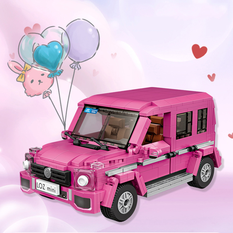 LOZ积木拼装玩具礼物男生女孩系列粉色越野汽车模型奔驰大G6