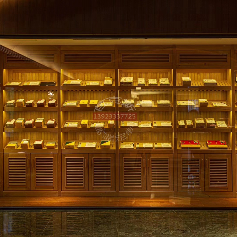 轻奢进口雪松木雪茄窖玻璃房 恒温恒湿雪茄房 会所雪茄展示柜每方
