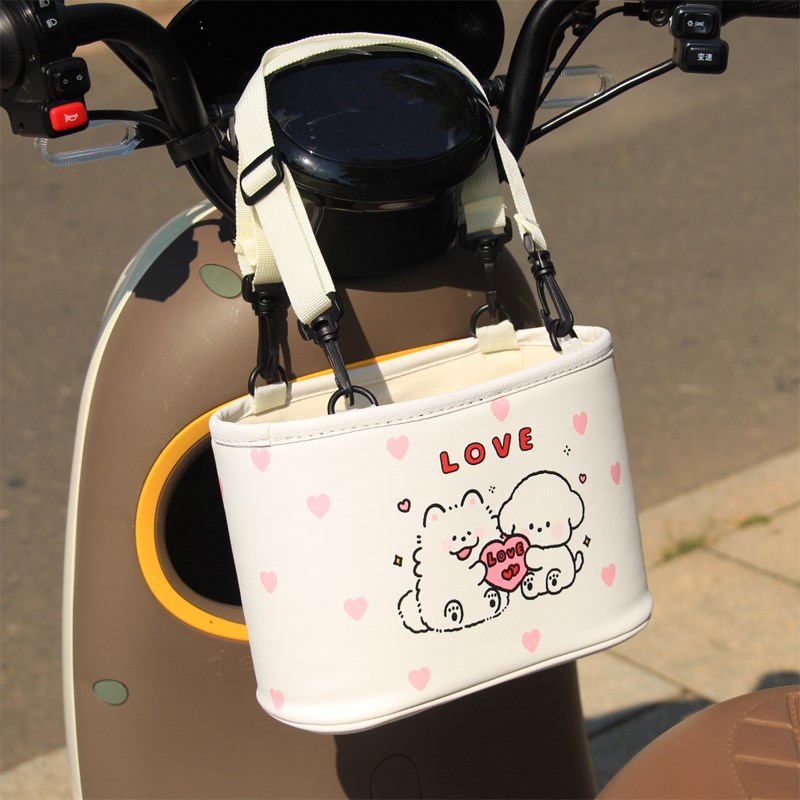 电动车置物桶卡通创意可爱黑发公主女性摩托电瓶通用款大容量收纳