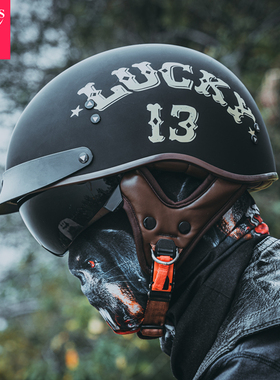 VCOROS复古摩托车头盔男女电动夏季轻便哈雷半盔瓢盔3C认证安全帽