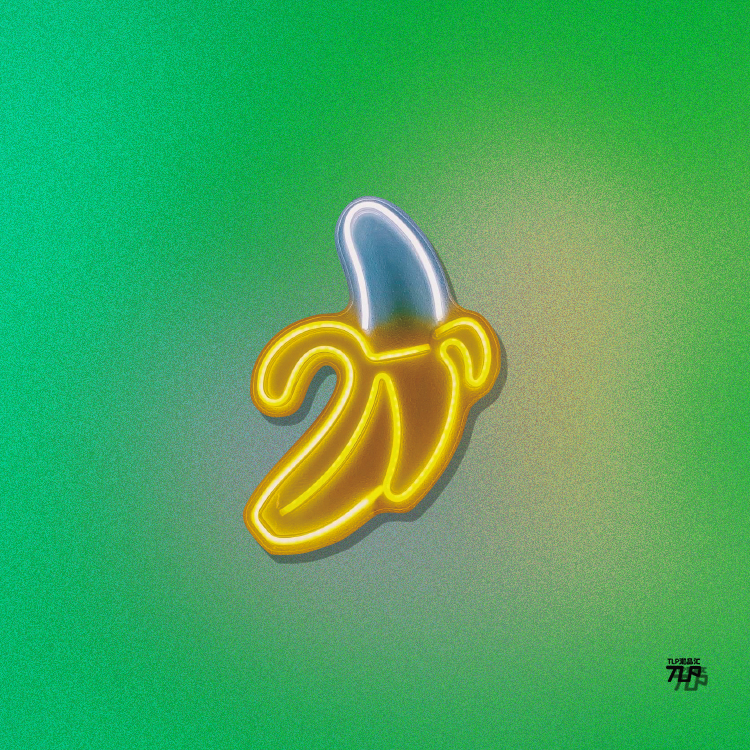 TLP反光车贴  心情切片 香蕉霓虹灯效果美食水果电动车平面贴纸