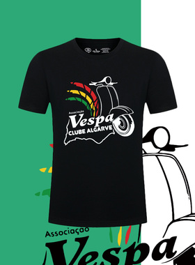 维斯帕Vespa摩托车改装文化意大利复古印花短袖男女运动定制T恤衫