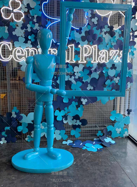 现货玻璃钢创意机器人相框摆件合影拍照雕塑商场打卡网红抽象摆件
