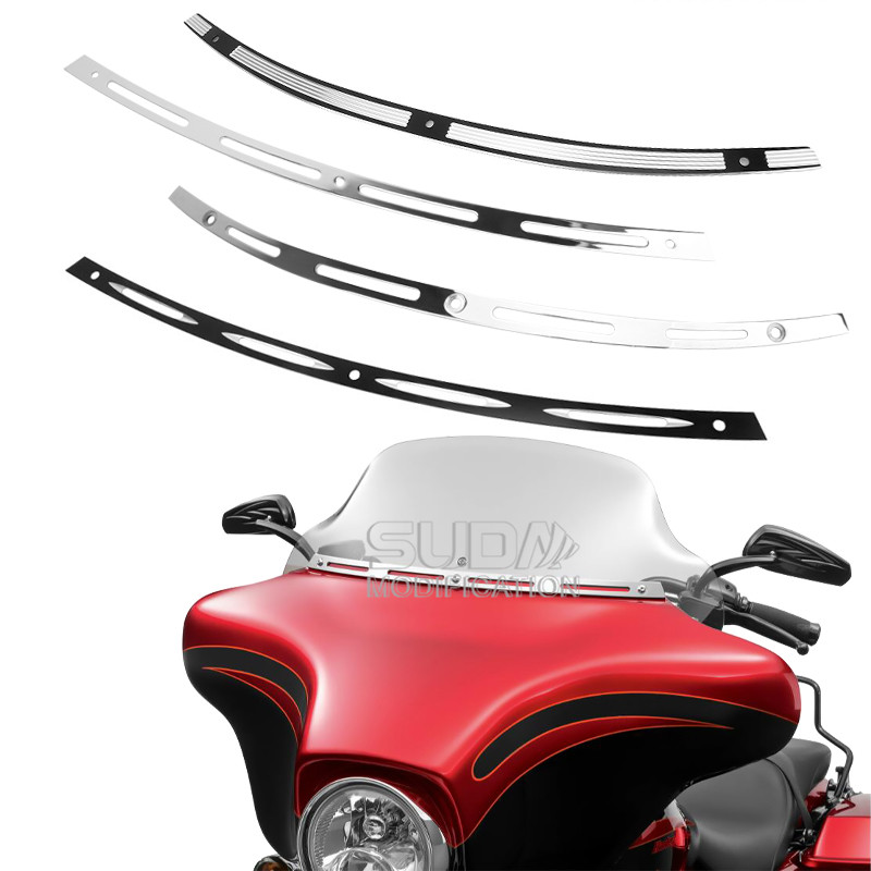 适用哈雷摩托车配件大滑翔街道滑翔前挡风玻璃压条装饰条96-23年