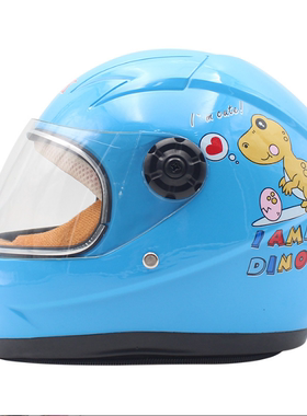 儿童头盔全盔围脖摩托小孩防护帽电动车冬季防风保暖卡通安全帽