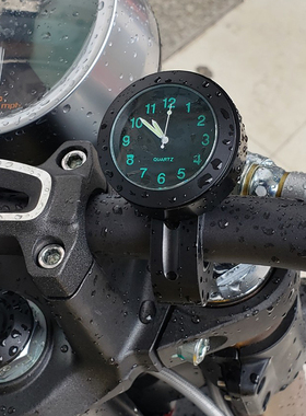 防尘石英时钟铝合金手把防水摩托车时间表通用车载时钟车把温度表