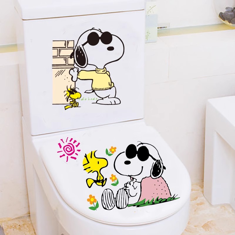 马桶盖装饰贴画创意史努比可爱卡通厕所防水冰箱搞笑坐便贴纸翻新