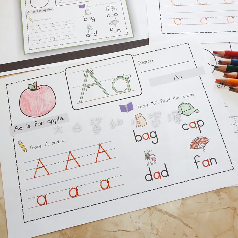 幼儿园幼儿宝宝英语26个字母练字帖大小写描红本儿童启蒙教材教具
