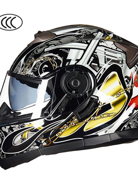 3C摩托车头盔男揭面盔机车全盔冬季跑盔赛车四季个性电动车安全帽
