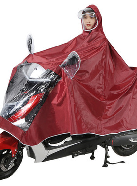 牛津布户外双帽檐成人雨衣遮脚骑行雨披连体电动摩托车单双人