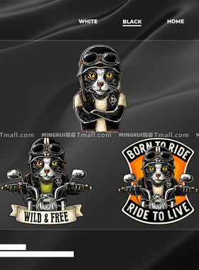 动物卡通车贴创意炫酷猫咪骑士汽车摩托车个性装饰防水贴纸划痕贴
