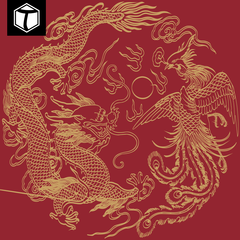 中式中国风古典龙凤吉祥图案纹样包装底纹背景设计矢量印刷素材